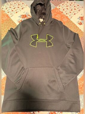 Men’s - Under Armour ColdGear Storm Hoodie Black Neon Green Logo XL